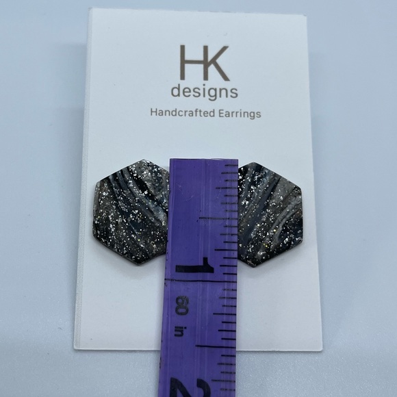 Handcrafted Hexagon Earrings - Picture 2 of 7